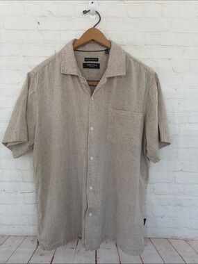 KENNETH COLE NY LINEN BLEND button down shirt sleeve shirt size large
